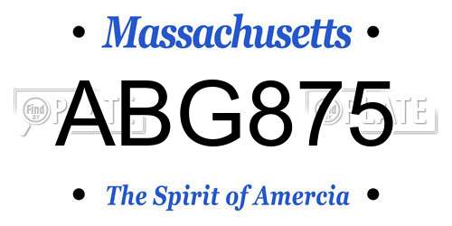 ABG875 Massachusetts License Plate