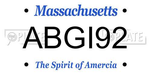 ABGI92 Massachusetts License Plate