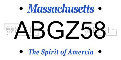 ABGZ58 Massachusetts License Plate