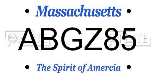 ABGZ85 Massachusetts License Plate
