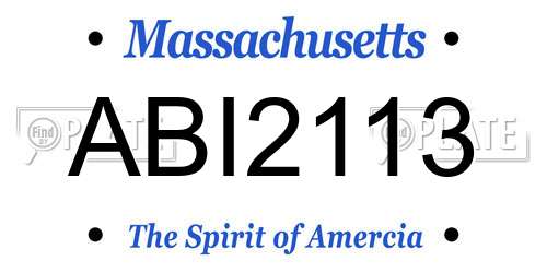ABI2113 Massachusetts License Plate