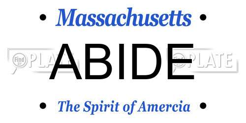 ABIDE Massachusetts License Plate