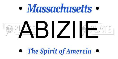 ABIZIIE Massachusetts License Plate