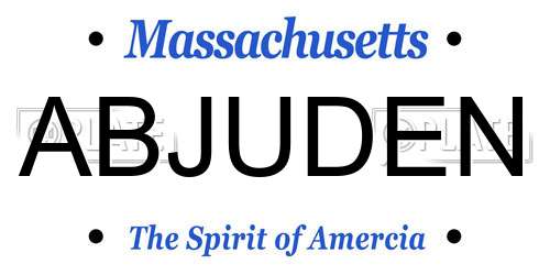 ABJUDEN Massachusetts License Plate