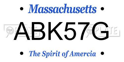 ABK57G Massachusetts License Plate