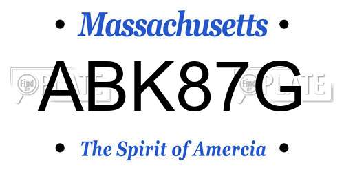 ABK87G Massachusetts License Plate