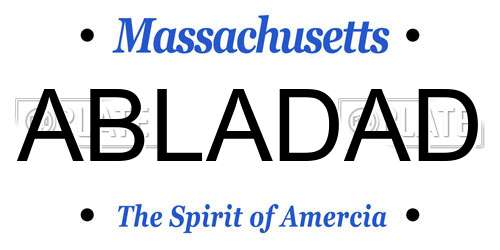 ABLADAD Massachusetts License Plate