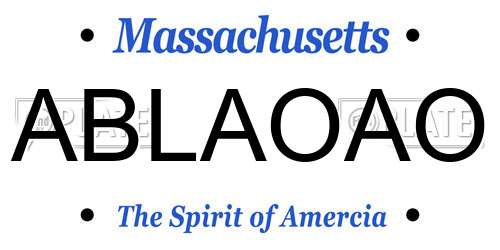 ABLAOAO Massachusetts License Plate