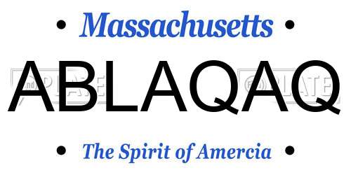 ABLAQAQ Massachusetts License Plate