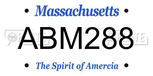 ABM288 Massachusetts License Plate