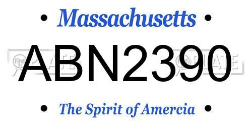 ABN2390 Massachusetts License Plate