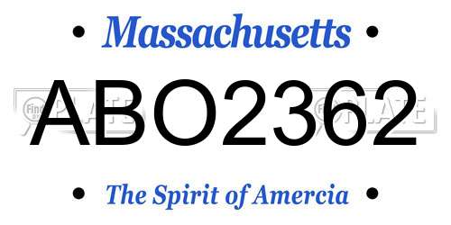 ABO2362 Massachusetts License Plate