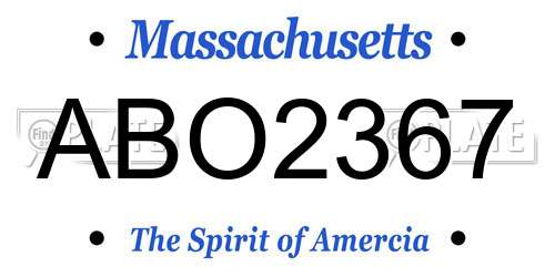ABO2367 Massachusetts License Plate