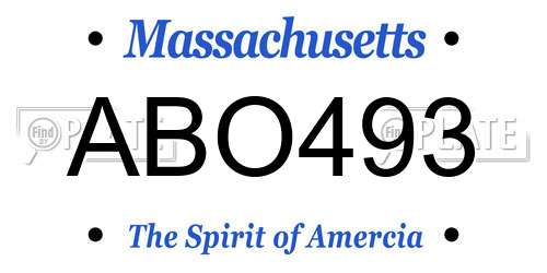 ABO493 Massachusetts License Plate