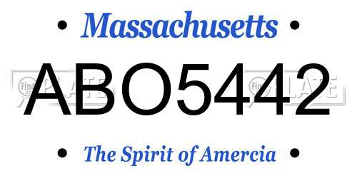 ABO5442 Massachusetts License Plate