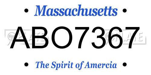 ABO7367 Massachusetts License Plate