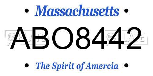 ABO8442 Massachusetts License Plate
