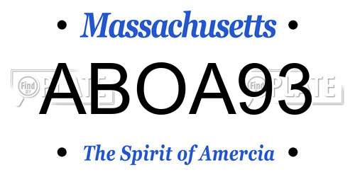 ABOA93 Massachusetts License Plate