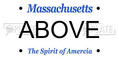ABOVE Massachusetts License Plate