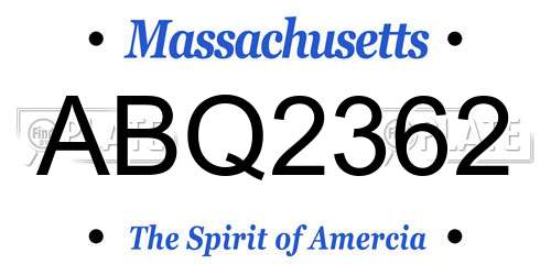 ABQ2362 Massachusetts License Plate