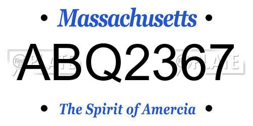 ABQ2367 Massachusetts License Plate