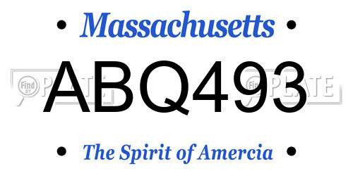 ABQ493 Massachusetts License Plate