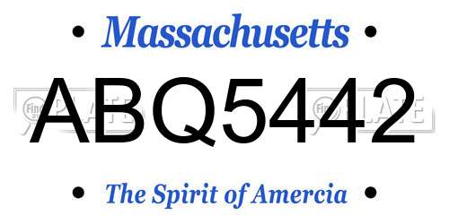 ABQ5442 Massachusetts License Plate