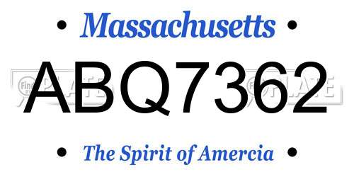ABQ7362 Massachusetts License Plate