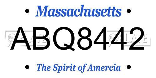 ABQ8442 Massachusetts License Plate