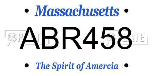 ABR458 Massachusetts License Plate