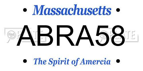 ABRA58 Massachusetts License Plate