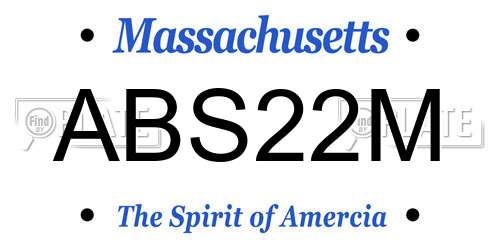 ABS22M Massachusetts License Plate