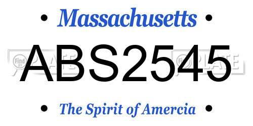 ABS2545 Massachusetts License Plate