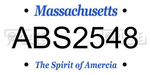 ABS2548 Massachusetts License Plate