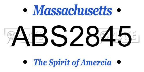 ABS2845 Massachusetts License Plate