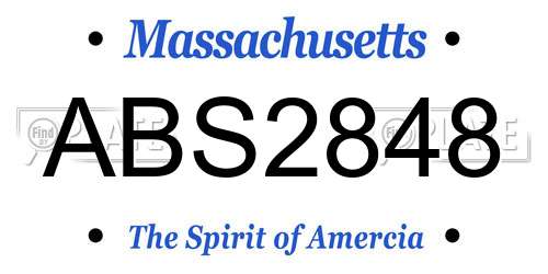 ABS2848 Massachusetts License Plate