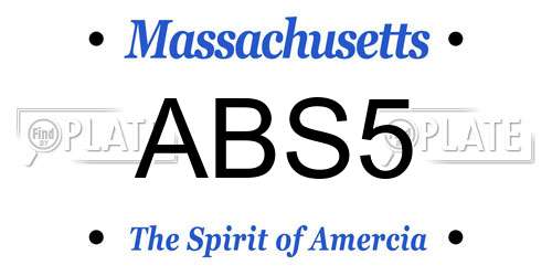 ABS5 Massachusetts License Plate