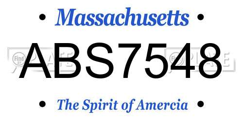 ABS7548 Massachusetts License Plate