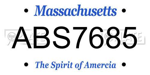 ABS7685 Massachusetts License Plate