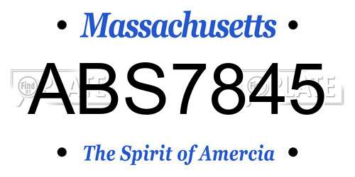 ABS7845 Massachusetts License Plate