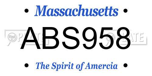 ABS958 Massachusetts License Plate