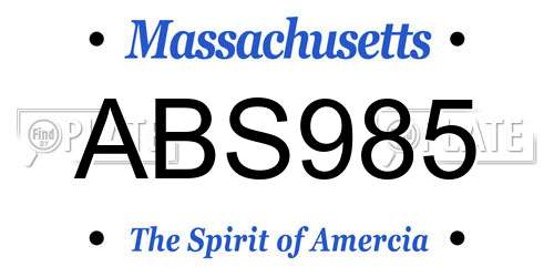ABS985 Massachusetts License Plate