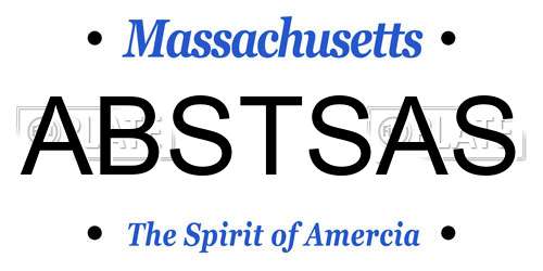 ABSTSAS Massachusetts License Plate