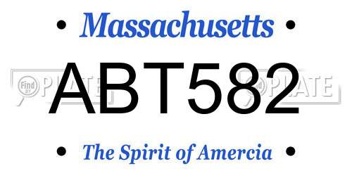 ABT582 Massachusetts License Plate