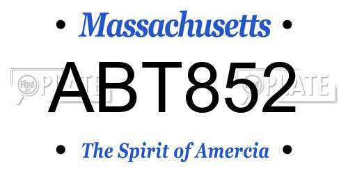 ABT852 Massachusetts License Plate