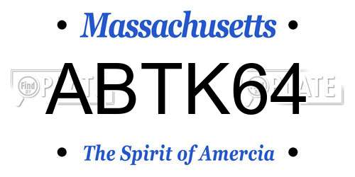 ABTK64 Massachusetts License Plate