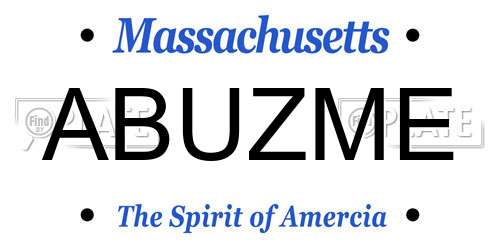 ABUZME Massachusetts License Plate