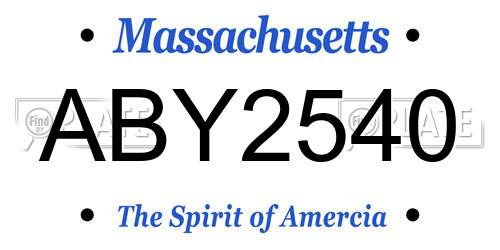 ABY2540 Massachusetts License Plate