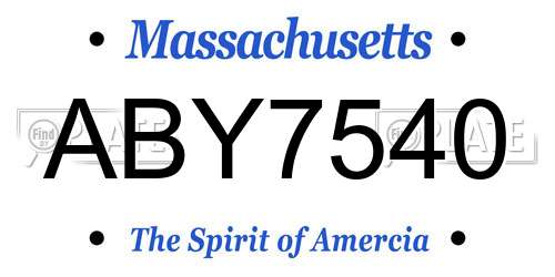 ABY7540 Massachusetts License Plate