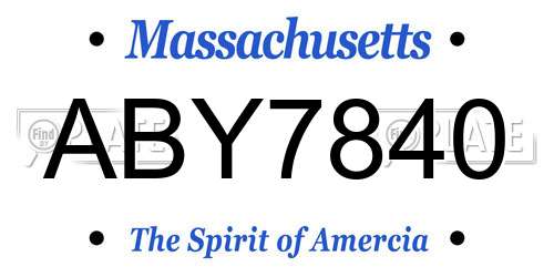 ABY7840 Massachusetts License Plate